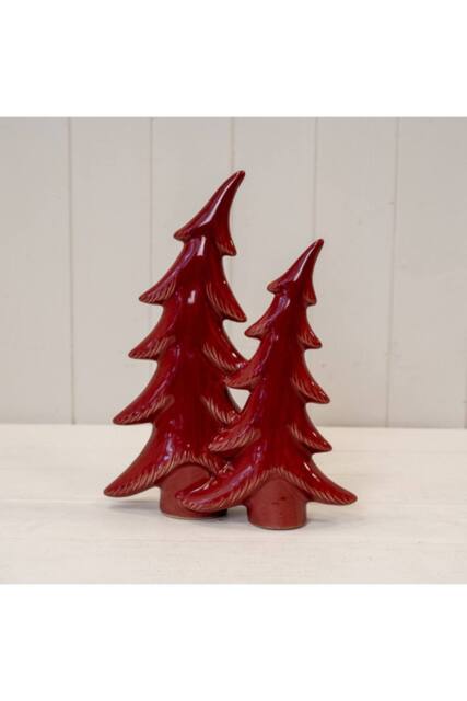 KDMD Large Red Ceramic Bendy Double Christmas Trees - image 1