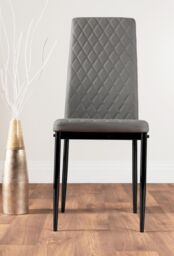 FurnitureboxUK Leonardo White Glass Marble Effect Black Leg Table & 4 Milan Black Leg Chairs in Grey - thumbnail 8