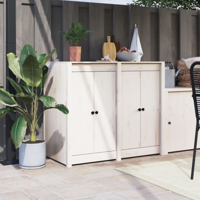 Berkfield Home Outdoor Kitchen Doors 2 pcs White 50x9x82 cm Solid Wood Pine - Size: 50 x 9 x 82 cm - image 1