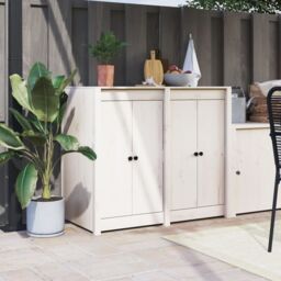 Berkfield Home Outdoor Kitchen Doors 2 pcs White 50x9x82 cm Solid Wood Pine - Size: 50 x 9 x 82 cm