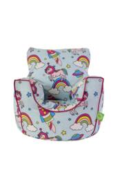 Bean Lazy Women's Cotton Pastel Rainbow Space Unicorn Bean Bag Arm Chair with Beans Child / Teen size in Light Blue - Size: Large - thumbnail 1