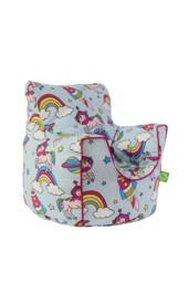 Bean Lazy Women's Cotton Pastel Rainbow Space Unicorn Bean Bag Arm Chair with Beans Child / Teen size in Light Blue - Size: Large - thumbnail 2
