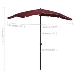 Berkfield Home Garden Parasol with Pole 200x130 cm Bordeaux Red - thumbnail 6