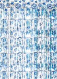 Netagon Shimmer Tinsel Curtain Christmas Snow Design 2.5M x 1M Blue - thumbnail 7