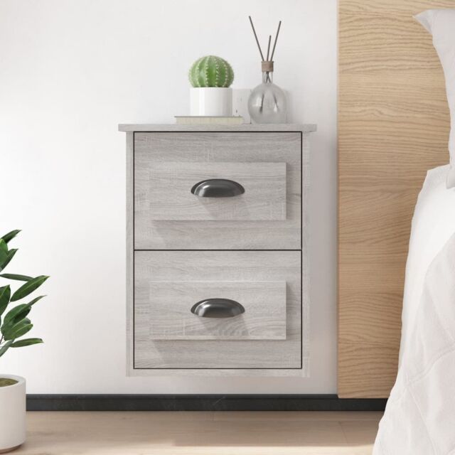 Berkfield Home Wall-mounted Bedside Cabinets 2 pcs Grey Sonoma 41.5x36x53cm - Size: 41.5x36x53 cm - image 1