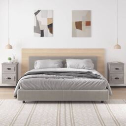 Berkfield Home Wall-mounted Bedside Cabinets 2 pcs Grey Sonoma 41.5x36x53cm - Size: 41.5x36x53 cm - thumbnail 3