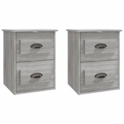 Berkfield Home Wall-mounted Bedside Cabinets 2 pcs Grey Sonoma 41.5x36x53cm - Size: 41.5x36x53 cm - thumbnail 2
