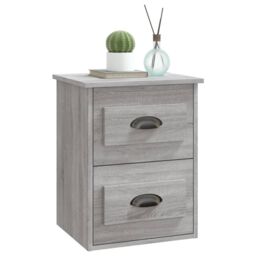 Berkfield Home Wall-mounted Bedside Cabinets 2 pcs Grey Sonoma 41.5x36x53cm - Size: 41.5x36x53 cm - thumbnail 5