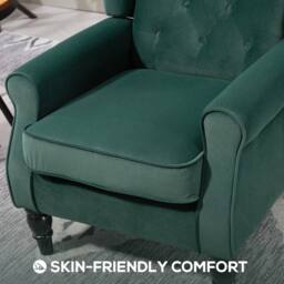 Wyld Haus Dona Green Velvet Feel Wingback Accent Armchair Diamond Button Tufted - thumbnail 6