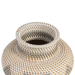 Wyld and Coco Handwoven Rattan Vase White Grey - Decorative Vase for Dried Flowers - thumbnail 5