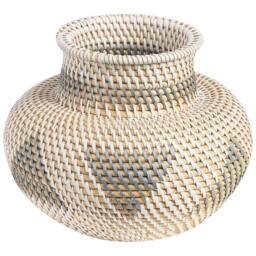 Wyld and Coco Handwoven Rattan Vase White Grey - Decorative Vase for Dried Flowers - thumbnail 2