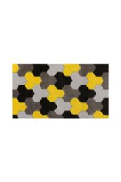 JVL Solemate® Hand Carved Geometric Door Mat, Yellow - Size: 57 cm x 100 cm - thumbnail 1