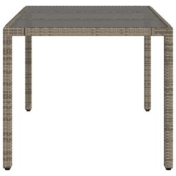 Berkfield Home Garden Table with Glass Top Grey 150x90x75 cm Poly Rattan - Size: 150 x 90 x 75 cm - thumbnail 5