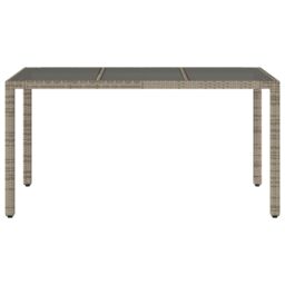 Berkfield Home Garden Table with Glass Top Grey 150x90x75 cm Poly Rattan - Size: 150 x 90 x 75 cm - thumbnail 4