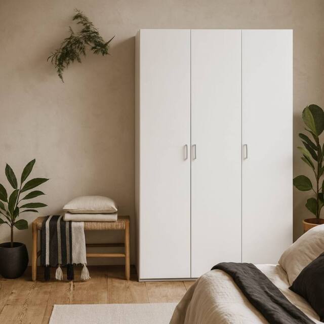 Wyld Haus Munich White 3 Door Wardrobe with 6 Shelves - image 1