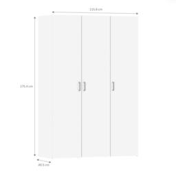 Wyld Haus Munich White 3 Door Wardrobe with 6 Shelves - thumbnail 4