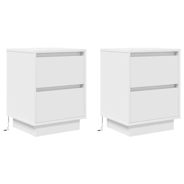 Berkfield Home Modern Bedside Cabinets with LED Lights¬†2 pcs White 38x34x50 cm - Size: 38 x 34 x 50 cm - image 1