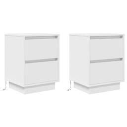 Berkfield Home Modern Bedside Cabinets with LED Lights¬†2 pcs White 38x34x50 cm - Size: 38 x 34 x 50 cm - thumbnail 1