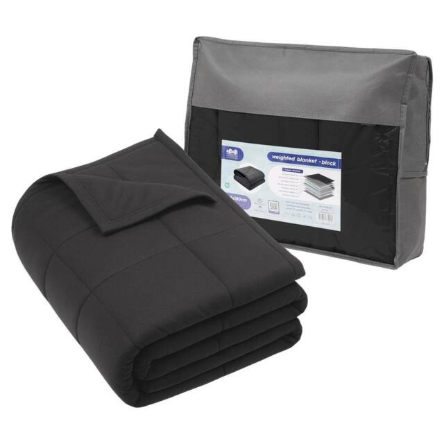 Harbour Housewares Weighted Blanket with Storage Bag - 125 x 180cm - 6kg in Black - Size: 125 x 180 cm - image 1