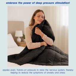 Harbour Housewares Weighted Blanket with Storage Bag - 125 x 180cm - 6kg in Black - Size: 125 x 180 cm - thumbnail 2