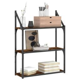 Berkfield Home Durable 3-Tier Wall Shelf Smoked Oak 60x21x78.5 cm Engineered Wood in Brown - thumbnail 1