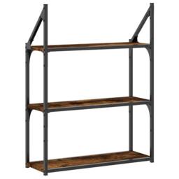 Berkfield Home Durable 3-Tier Wall Shelf Smoked Oak 60x21x78.5 cm Engineered Wood in Brown - thumbnail 6