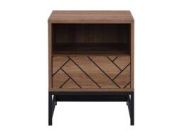 Vente-unique Bedside Table With 1 Drawer & 1 Open Compartment - MDF & Steel in Walnut - thumbnail 6