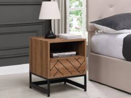 Vente-unique Bedside Table With 1 Drawer & 1 Open Compartment - MDF & Steel in Walnut - thumbnail 4