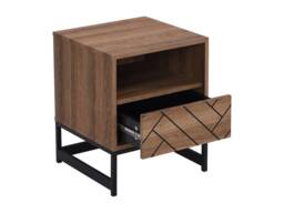 Vente-unique Bedside Table With 1 Drawer & 1 Open Compartment - MDF & Steel in Walnut - thumbnail 8