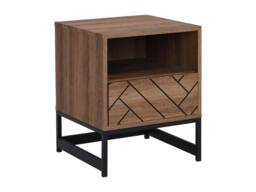 Vente-unique Bedside Table With 1 Drawer & 1 Open Compartment - MDF & Steel in Walnut - thumbnail 5