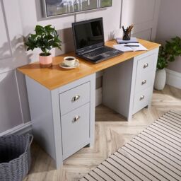 Home Source Camden 3 Drawer Pedestal Computer Storage Desk in Grey - thumbnail 2