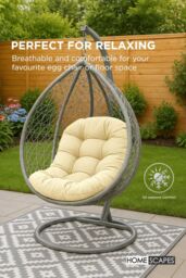 Homescapes Luxury Egg Chair Cushion, Hanging Basket Swing Chair Cushion in Cream - thumbnail 4
