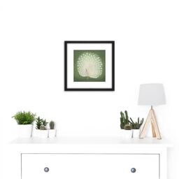 Artery8 Ohara Koson Peacock Japan Painting 8X8 Inch Square Wooden Framed Wall Art Print Picture with Mount in Black - thumbnail 2
