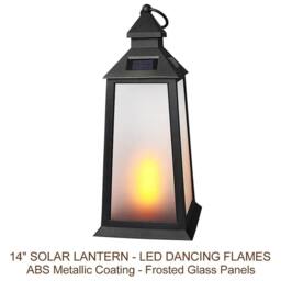 Bright Zeal 2PCS 36cm Black Solar Vintage Lanterns, Flickering LED Flame &Glass - thumbnail 3