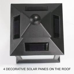Bright Zeal 2PCS 36cm Black Solar Vintage Lanterns, Flickering LED Flame &Glass - thumbnail 6