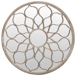 Berkfield Home Garden Mirror Sand 60x3 cm Iron Round for Outdoor Use in Beige - thumbnail 2