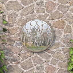 Berkfield Home Garden Mirror Sand 60x3 cm Iron Round for Outdoor Use in Beige