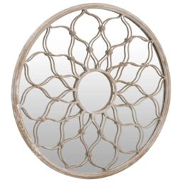 Berkfield Home Garden Mirror Sand 60x3 cm Iron Round for Outdoor Use in Beige - thumbnail 3