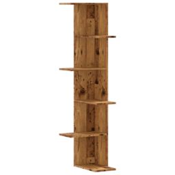 Berkfield Home Wall Corner Shelf Old Wood 36.5x36.5x140 cm Engineered Wood in Brown - thumbnail 2