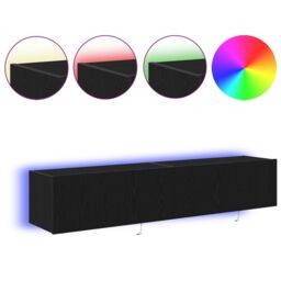 Berkfield Home TV Wall Cabinets with LED Lights 2 pcs Black Oak 80x35x31 cm - Size: 80 x 35 x 31 cm - thumbnail 4