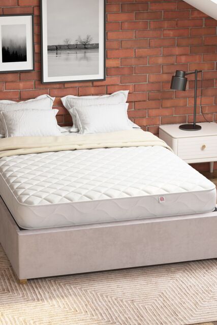 Aspire UK Made Value Bonnell Sprung Mattress in White - Size: Small Double - image 1