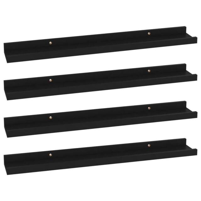 Berkfield Home Wall Shelves 4 pcs Black 60x9x3 cm - Size: 60 x 9 x 3 cm - image 1