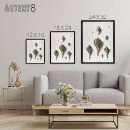 "Artery8 James De Kay Types of Seashells Pencil Drawing Framed Canvas Art Print in White - Size: W12"" x H16""" - thumbnail 4
