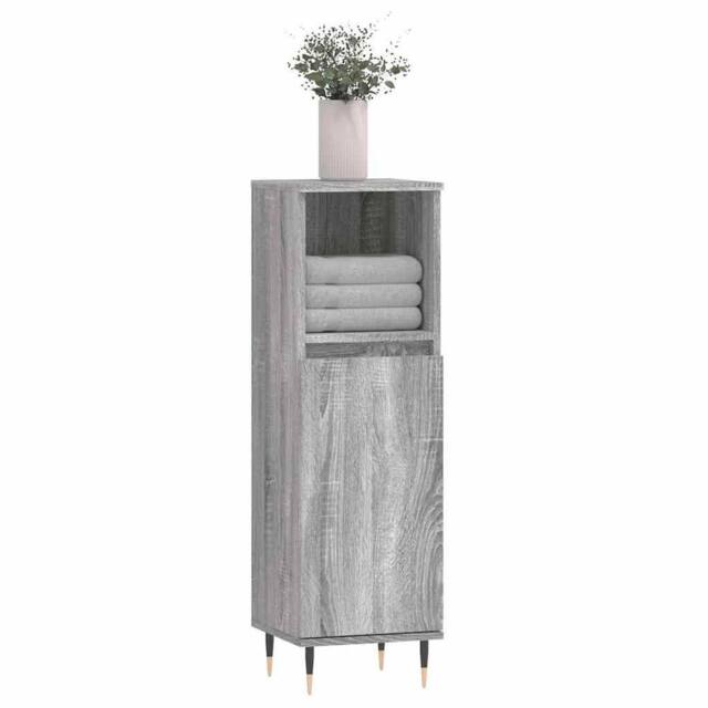 Berkfield Home Durable Bathroom Cabinet Grey Sonoma 30x30x100 cm Engineered Wood - Size: 30 x 30 x 100 cm - image 1