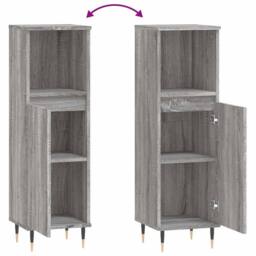 Berkfield Home Durable Bathroom Cabinet Grey Sonoma 30x30x100 cm Engineered Wood - Size: 30 x 30 x 100 cm - thumbnail 9