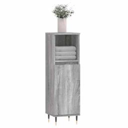 Berkfield Home Durable Bathroom Cabinet Grey Sonoma 30x30x100 cm Engineered Wood - Size: 30 x 30 x 100 cm