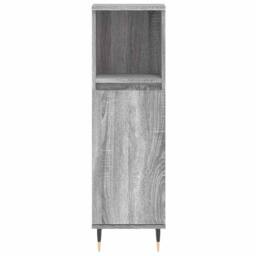 Berkfield Home Durable Bathroom Cabinet Grey Sonoma 30x30x100 cm Engineered Wood - Size: 30 x 30 x 100 cm - thumbnail 5