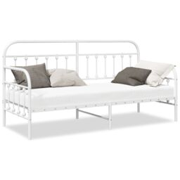 Berkfield Home Daybed Frame in White, 75x190 cm, Made of Steel in White - Size: 75x190 cm - thumbnail 4