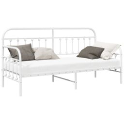 Berkfield Home Daybed Frame in White, 75x190 cm, Made of Steel in White - Size: 75x190 cm - thumbnail 3