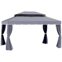 OUTSUNNY 3x4m 2-Tier Gazebo Aluminium Garden Marquee Party Tent Dark Grey - thumbnail 2